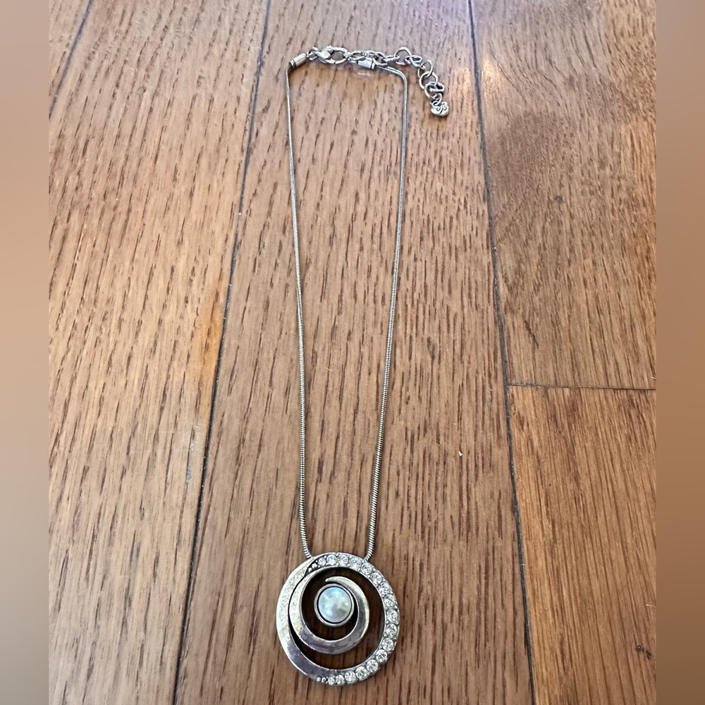 Brighton‎ Crystal and pearl Jeweled Reversible swirl Pendant Necklace